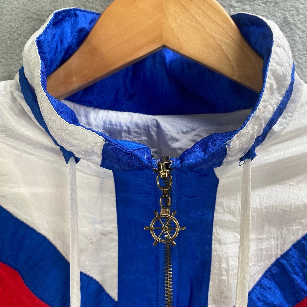 Lavon Windbreaker Jacket Womens Small Vintage 90s‎ Nautical Patriotic Colorblock - Picture 3 of 8